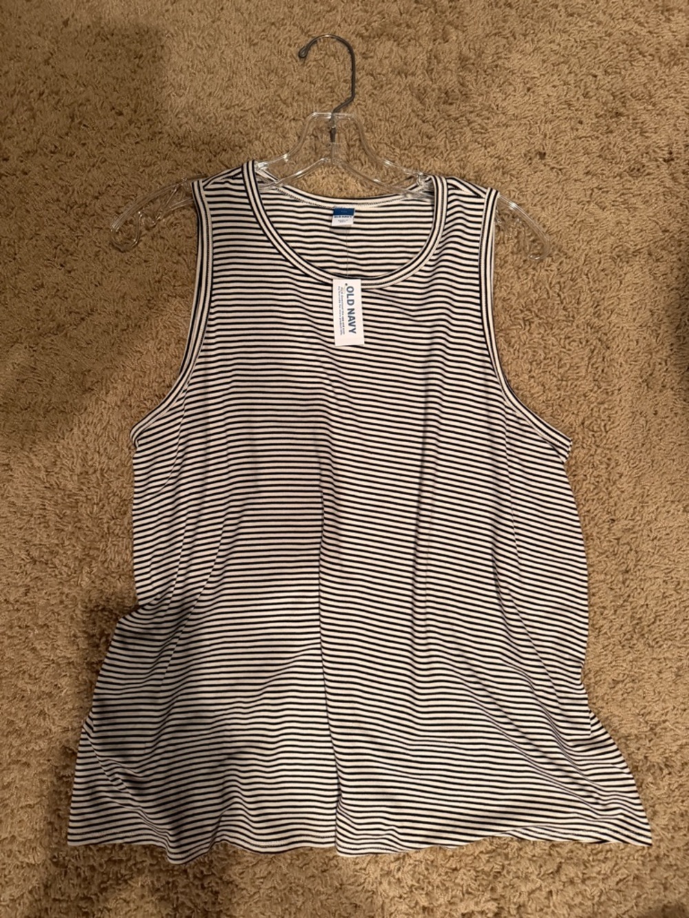 Old Navy Black & White Striped Tank Top